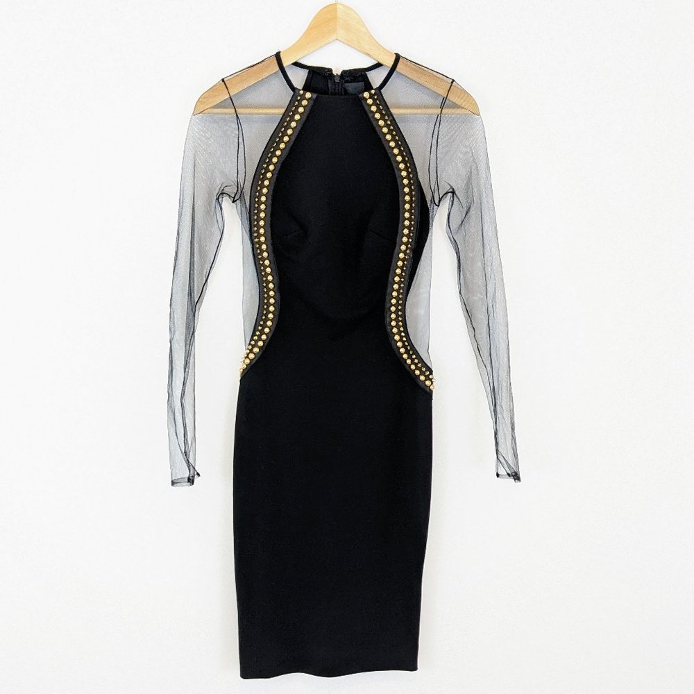 Philipp Plein Couture Limited Edition Black Dress Mesh Studs Leather - Picture 3 of 15